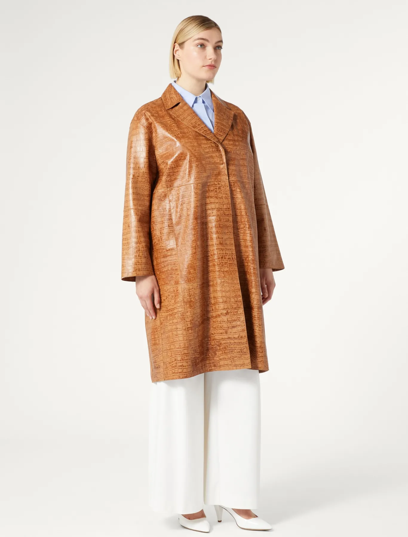 Marina Rinaldi Cappotti & Trench | Cappotti & Trench*Spolverino in nappa stampa cocco CAMMELLO