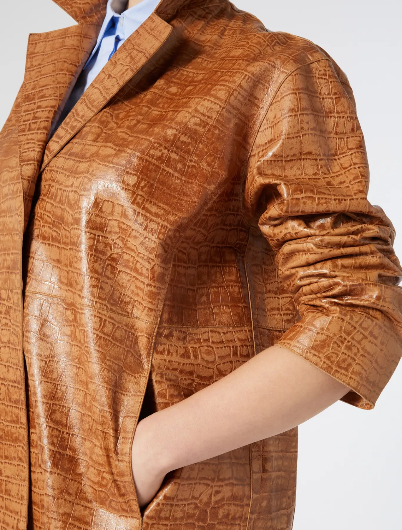 Marina Rinaldi Cappotti & Trench | Cappotti & Trench*Spolverino in nappa stampa cocco CAMMELLO