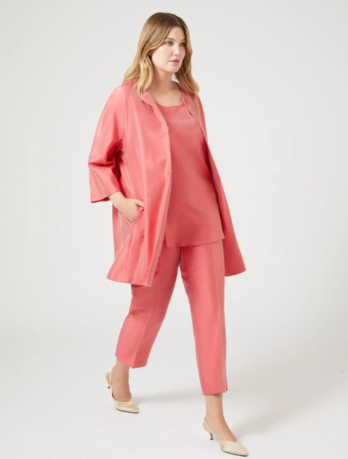 Marina Rinaldi Giacche | Cappotti & Trench*Spolverino in shantung di seta ROSSO