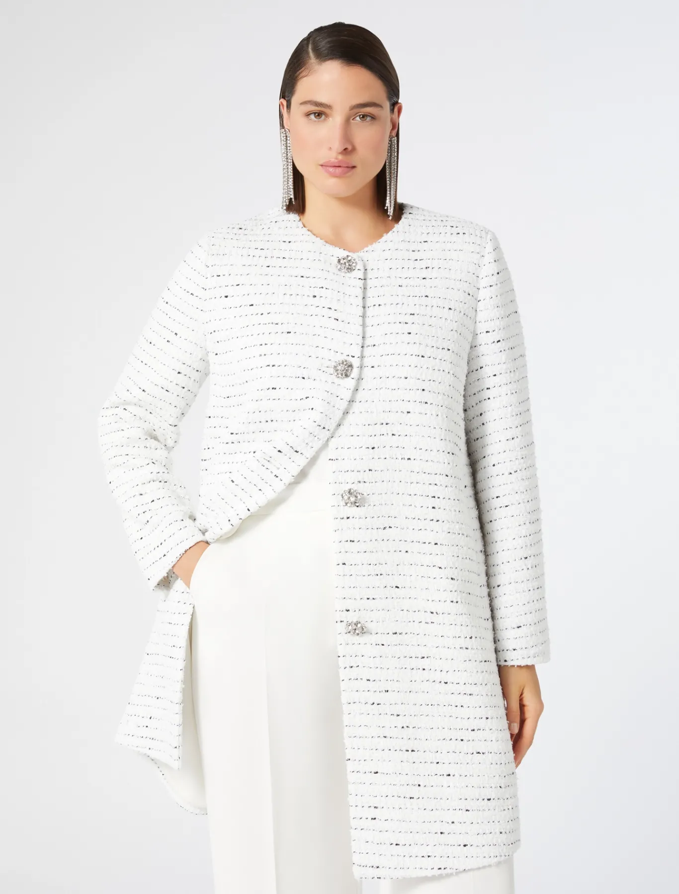 Marina Rinaldi Giacche | Collezione Elegante*Spolverino in tinto filo BIANCO