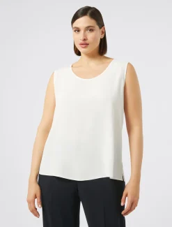 Marina Rinaldi Bluse | Camicie & Bluse*Top in crêpe de Chine di misto seta BIANCO