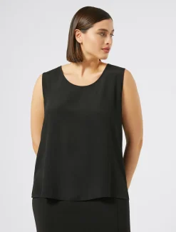 Marina Rinaldi Bluse | Camicie & Bluse*Top in crêpe de Chine di misto seta NERO