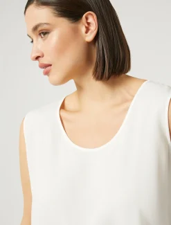 Marina Rinaldi Bluse | Camicie & Bluse*Top in crêpe de Chine di misto seta BIANCO