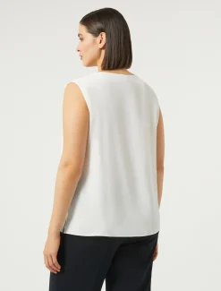 Marina Rinaldi Bluse | Camicie & Bluse*Top in crêpe de Chine di misto seta BIANCO