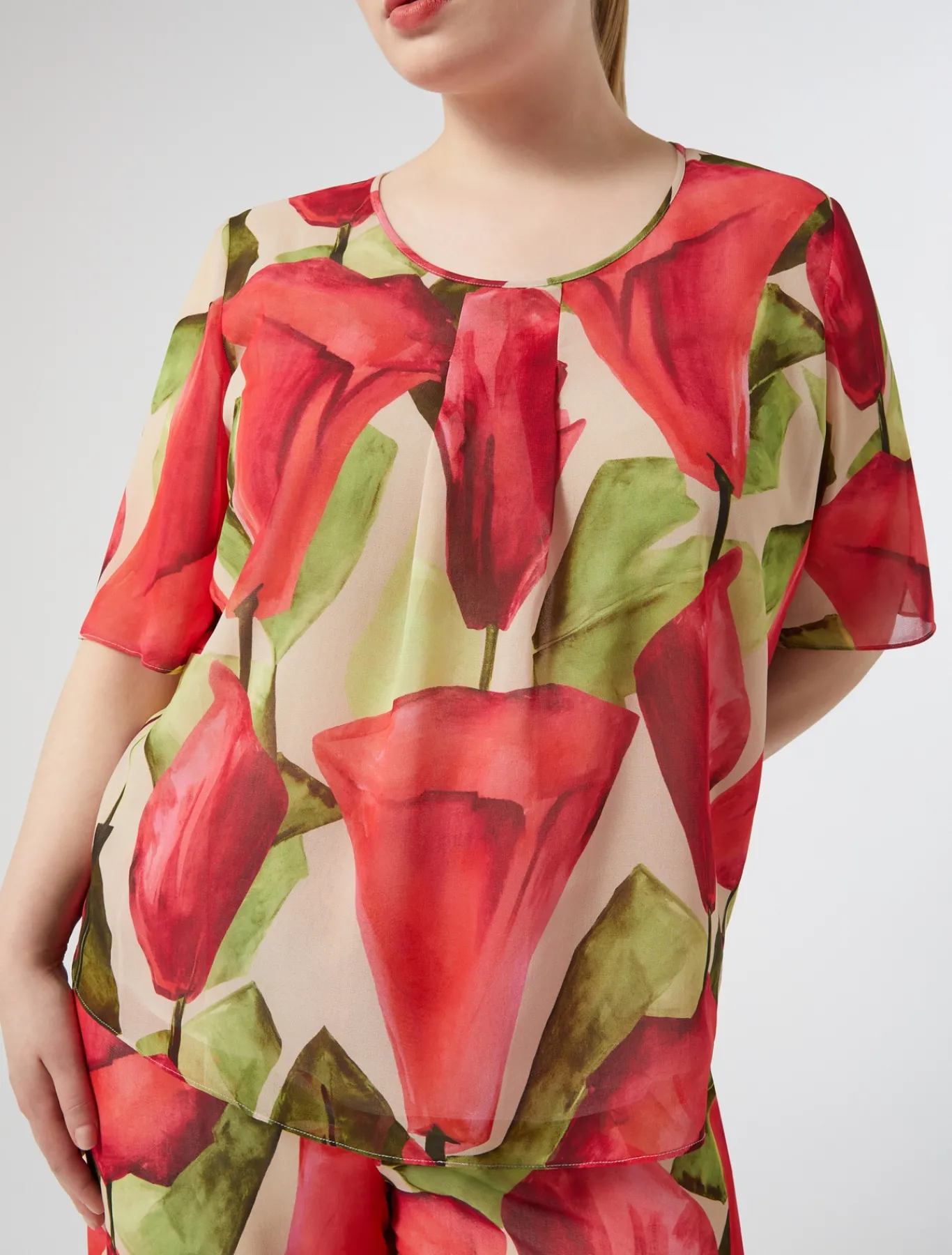 Marina Rinaldi Bluse | Selezione Elegante*Top in georgette stampata ROSA