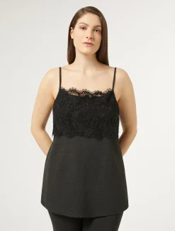Marina Rinaldi Top & T-Shirt | Top & T-Shirt*Top in jersey con pizzo ANTRACITE