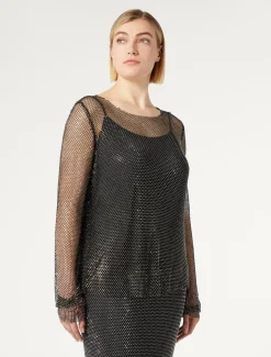 Marina Rinaldi Top & T-Shirt | Top & T-Shirt*Top in rete con strass NERO