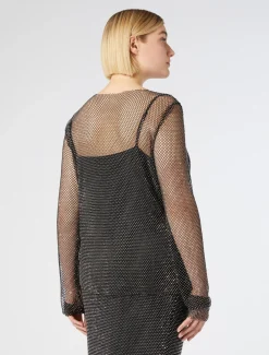Marina Rinaldi Top & T-Shirt | Top & T-Shirt*Top in rete con strass NERO