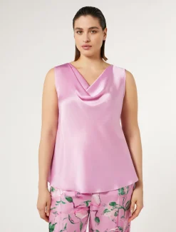 Marina Rinaldi Bluse | Collezione Elegante*Top in satin con drappeggio ROSA