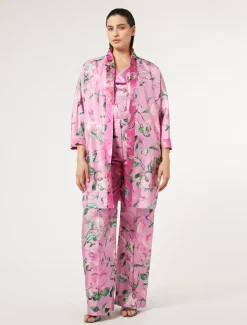 Marina Rinaldi Bluse | Collezione Elegante*Top in satin con drappeggio ROSA