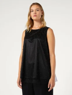Marina Rinaldi Bluse | Camicie & Bluse*Top in tulle ricamato NERO