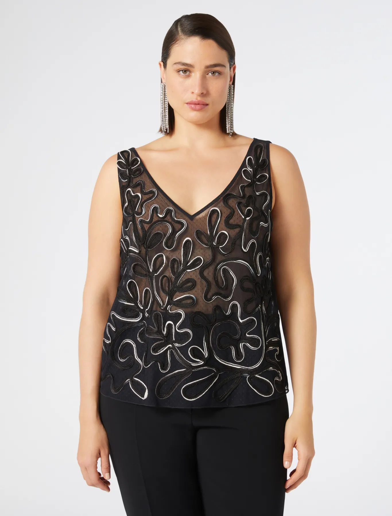 Marina Rinaldi Accessori | Accessori*Top in tulle ricamato NERO