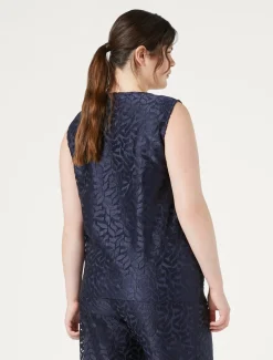Marina Rinaldi Bluse | Camicie & Bluse*Top in tulle ricamato BLUMARINO
