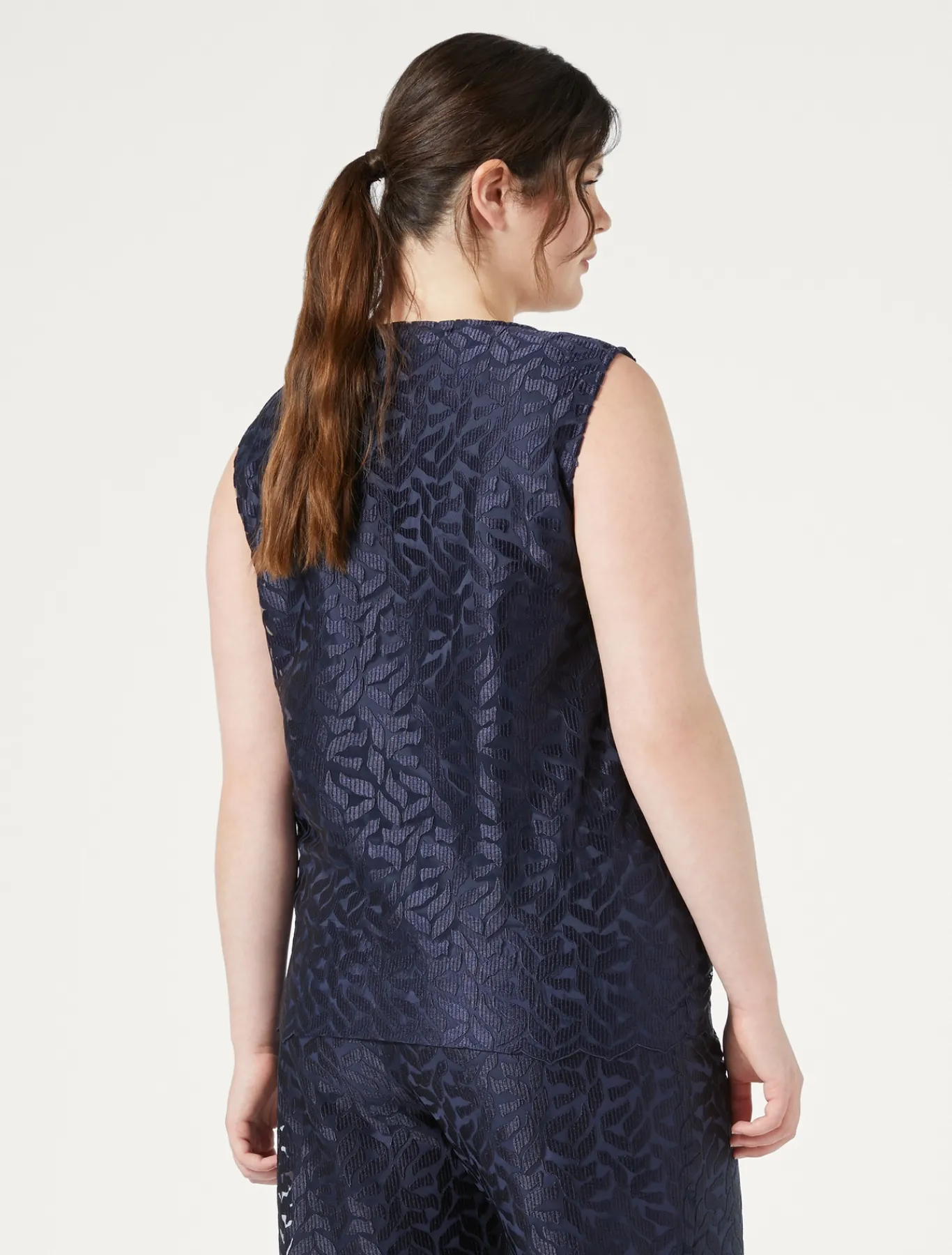 Marina Rinaldi Bluse | Camicie & Bluse*Top in tulle ricamato BLUMARINO