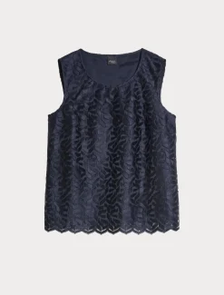 Marina Rinaldi Bluse | Camicie & Bluse*Top in tulle ricamato BLUMARINO