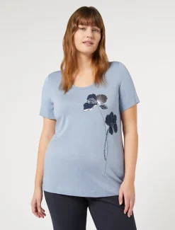 Marina Rinaldi Top & T-Shirt | Top & T-Shirt*T-shirt in jersey con ricami AZZURRO