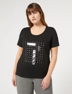 Marina Rinaldi Top & T-Shirt | Top & T-Shirt*T-shirt in jersey con ricami NERO