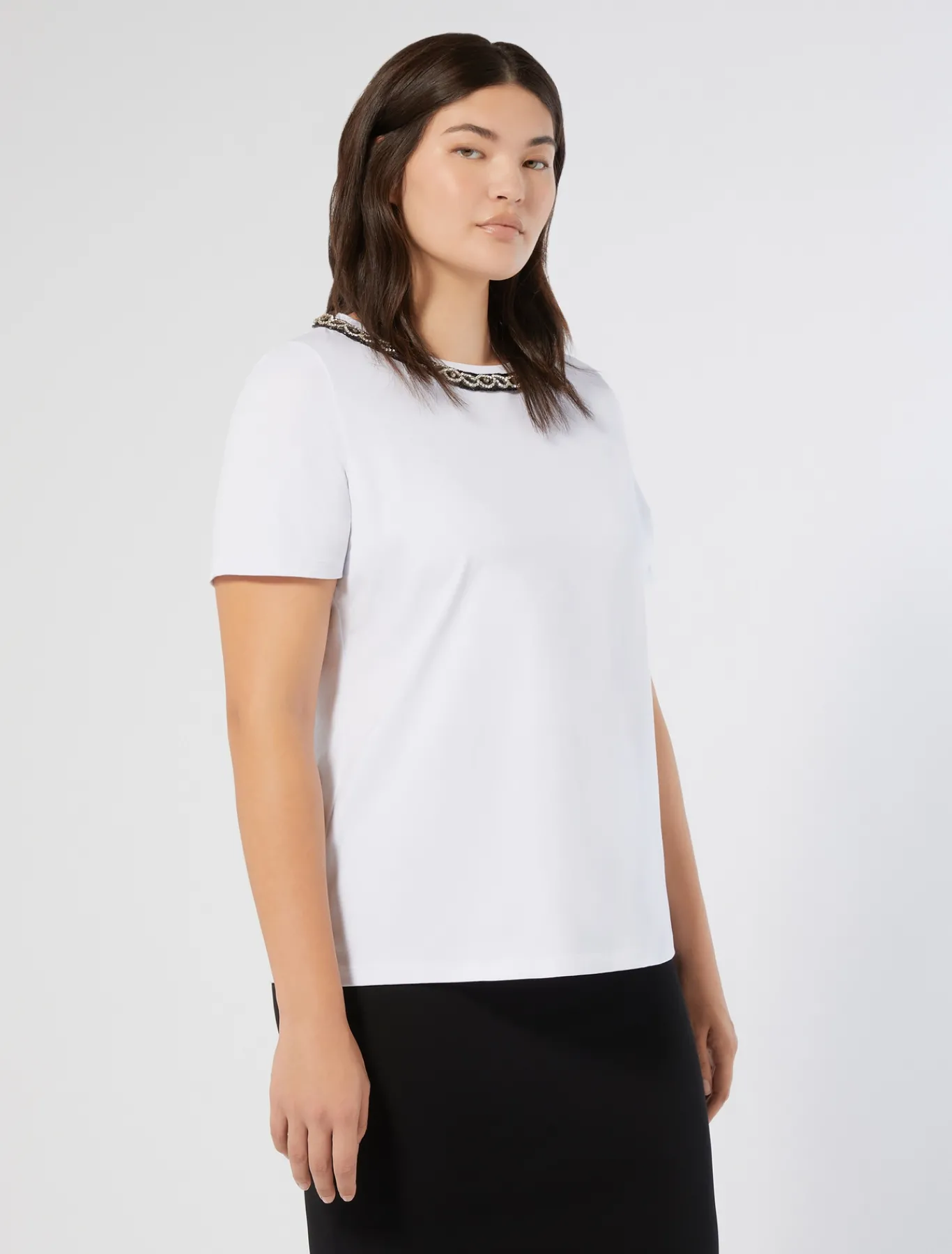 Marina Rinaldi Top & T-Shirt | Top & T-Shirt*T-shirt in jersey con ricamo BIANCOOTTICO