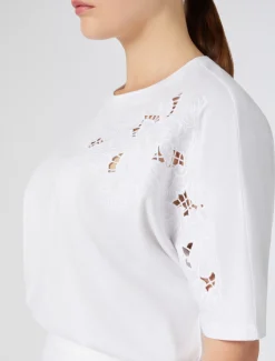 Marina Rinaldi Top & T-Shirt | Top & T-Shirt*T-shirt in jersey con ricamo BIANCOOTTICO