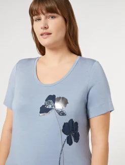 Marina Rinaldi Top & T-Shirt | Top & T-Shirt*T-shirt in jersey con ricami AZZURRO