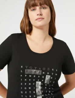 Marina Rinaldi Top & T-Shirt | Top & T-Shirt*T-shirt in jersey con ricami NERO