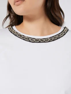 Marina Rinaldi Top & T-Shirt | Top & T-Shirt*T-shirt in jersey con ricamo BIANCOOTTICO