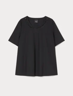 Marina Rinaldi Top & T-Shirt | Top & T-Shirt*T-shirt in jersey con ricamo NERO