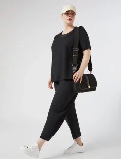 Marina Rinaldi Top & T-Shirt | Top & T-Shirt*T-shirt in jersey con ricamo NERO