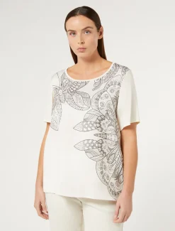 Marina Rinaldi Top & T-Shirt | Top & T-Shirt*T-shirt in jersey con stampa BIANCOAVORIO