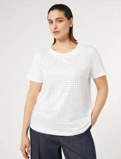 Marina Rinaldi Top & T-Shirt | Top & T-Shirt*T-shirt in jersey con strass BIANCOOTTICO