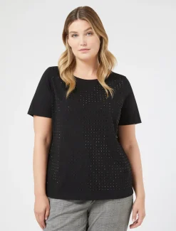 Marina Rinaldi Top & T-Shirt | Top & T-Shirt*T-shirt in jersey con strass NERO