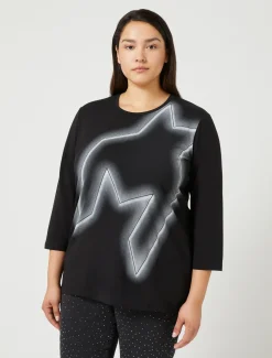 Marina Rinaldi Top & T-Shirt | Top & T-Shirt*T-shirt in jersey di cotone stretch NERO