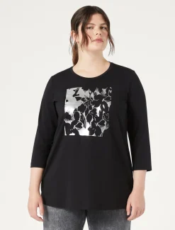 Marina Rinaldi Top & T-Shirt | Top & T-Shirt*T-shirt in jersey di cotone stretch NERO