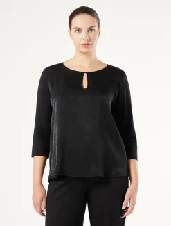 Marina Rinaldi Top & T-Shirt | Top & T-Shirt*T-shirt in jersey di viscosa e raso NERO