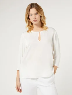 Marina Rinaldi Top & T-Shirt | Top & T-Shirt*T-shirt in jersey di viscosa e raso BIANCO