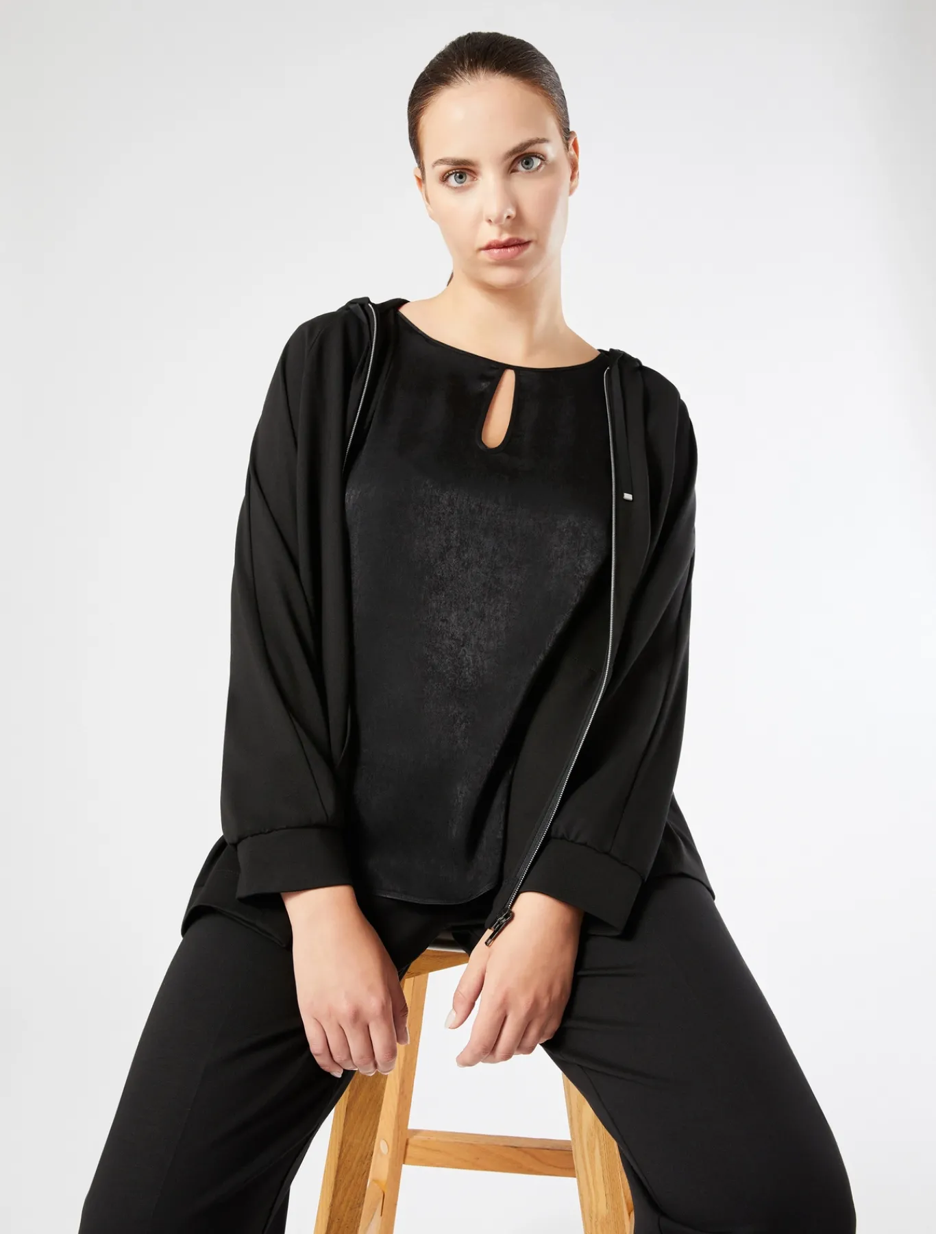 Marina Rinaldi Top & T-Shirt | Top & T-Shirt*T-shirt in jersey di viscosa e raso NERO