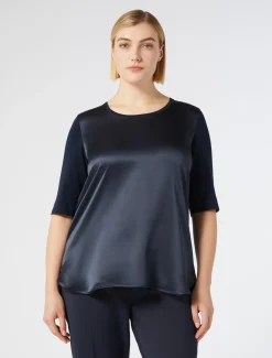 Marina Rinaldi Top & T-Shirt | Top & T-Shirt*T-shirt in jersey e raso BLUNOTTE