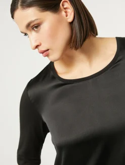 Marina Rinaldi Top & T-Shirt | Top & T-Shirt*T-shirt in jersey e raso NERO