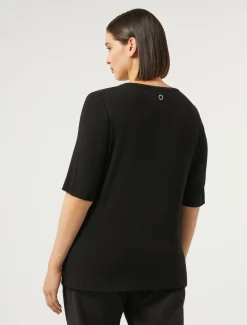 Marina Rinaldi Top & T-Shirt | Top & T-Shirt*T-shirt in jersey e raso NERO