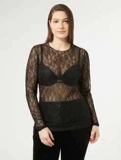 Marina Rinaldi Top & T-Shirt | Top & T-Shirt*T-shirt in pizzo stretch NERO