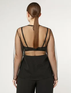 Marina Rinaldi Accessori | Top & T-Shirt*T-shirt in tulle con ricamo NERO