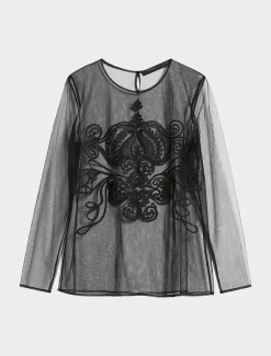 Marina Rinaldi Accessori | Top & T-Shirt*T-shirt in tulle con ricamo NERO