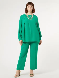 Marina Rinaldi Bluse | Collezione Elegante*Tunica in crêpe envers satin VERDEBANDIERA